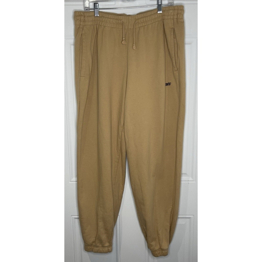 Levi's Men's Large Tan Gold Tab Sweatpants Fleece Joggers Lounge Loose Tapered